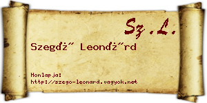 Szegő Leonárd névjegykártya